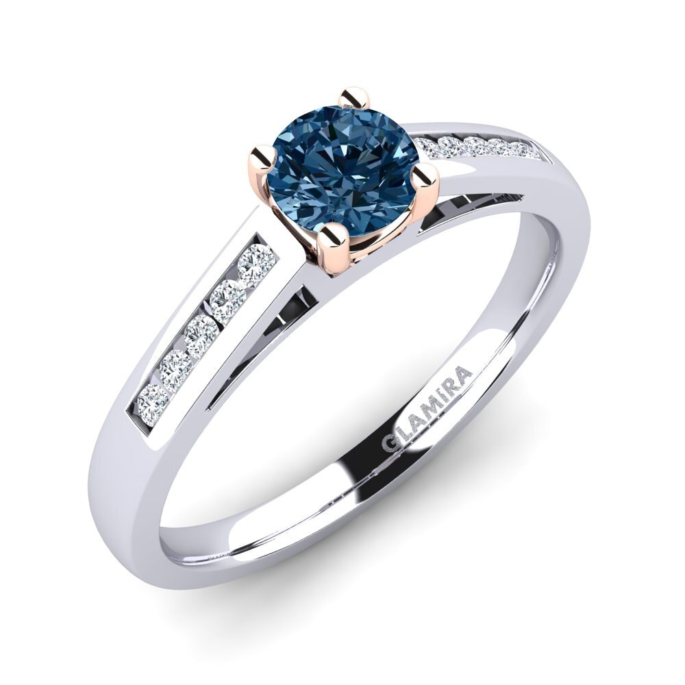 14ct White / Rose Gold Blue Diamond Engagement Ring Penelope 0.5 crt
