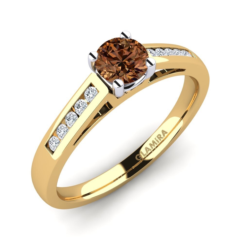 14ct Yellow / White Gold Brown Diamond Engagement Ring Penelope 0.5 crt