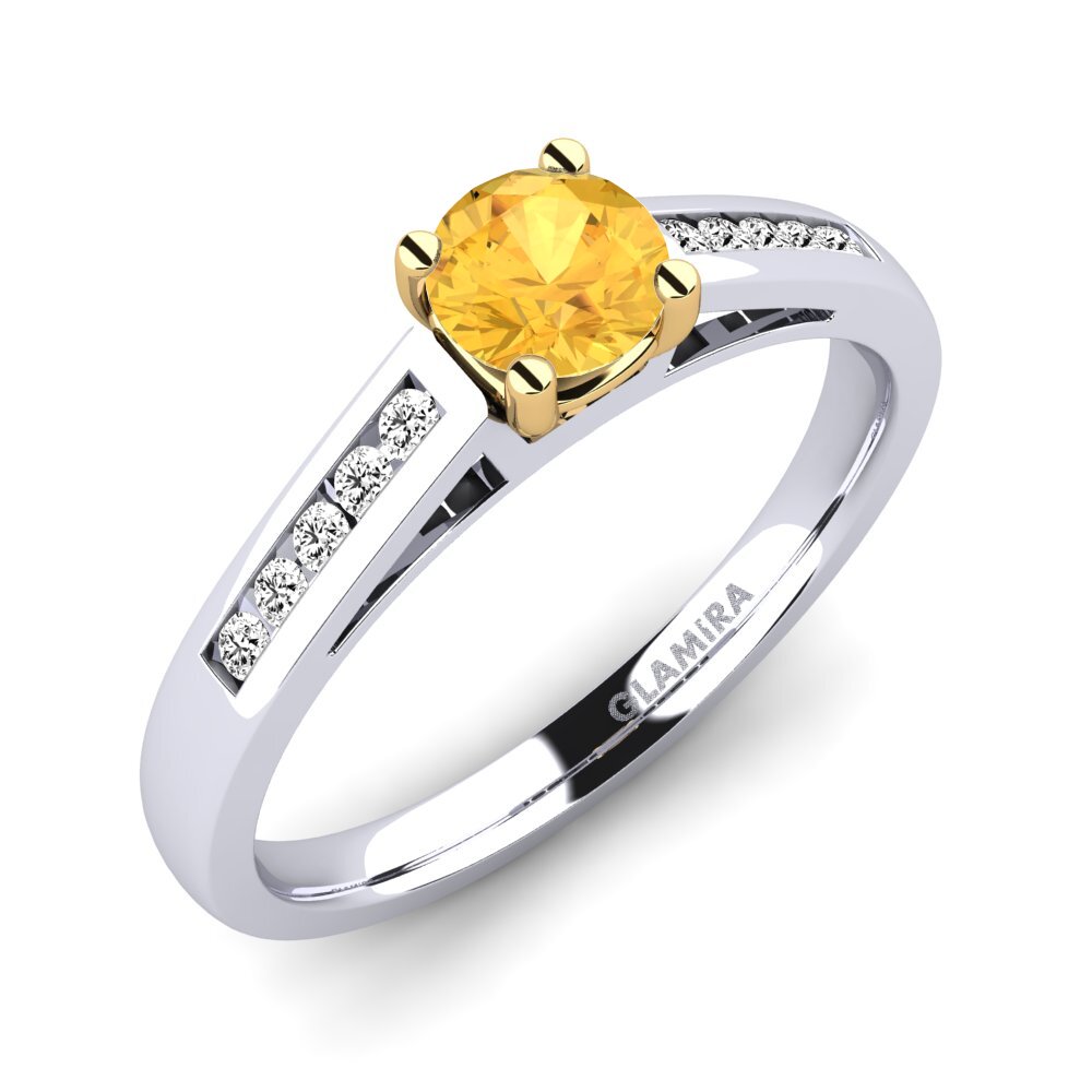 14ct White / Yellow Gold Citrine Engagement Ring Penelope 0.5 crt