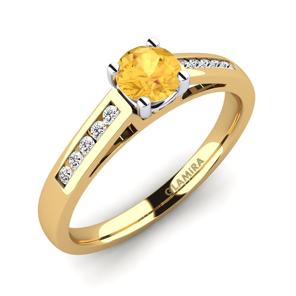 14ct Yellow / White Gold Citrine Engagement Ring Penelope 0.5 crt