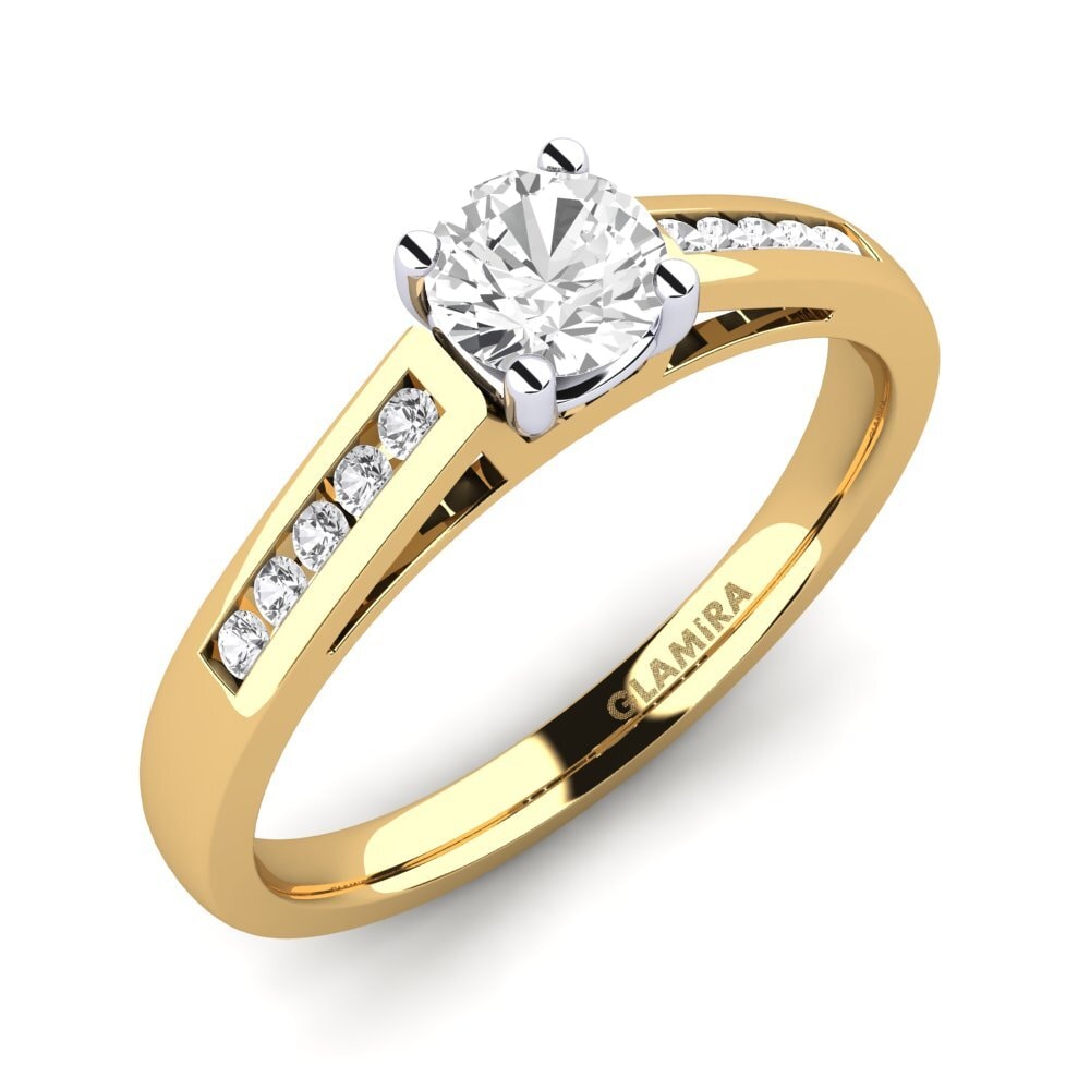 14ct Yellow / White Gold White sapphire Engagement Ring Penelope 0.5 crt