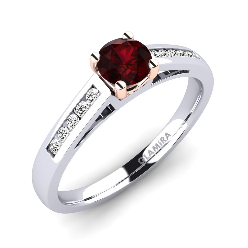 14ct White / Rose Gold Garnet Engagement Ring Penelope 0.5 crt