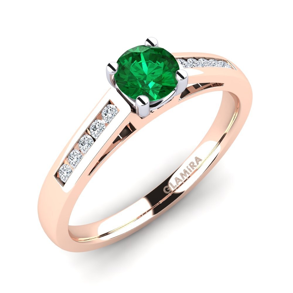 9ct Rose / White Gold Emerald (Lab Created) Engagement Ring Penelope 0.5 crt