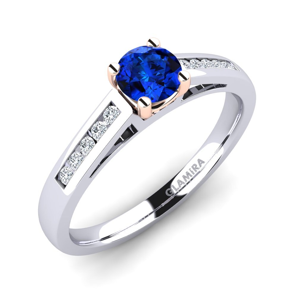 18ct White & Rose Gold Sapphire (Lab Created) Engagement Ring Penelope 0.5 crt