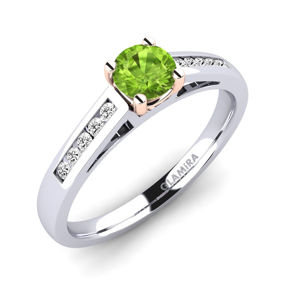 14ct White / Rose Gold Peridot Engagement Ring Penelope 0.5 crt