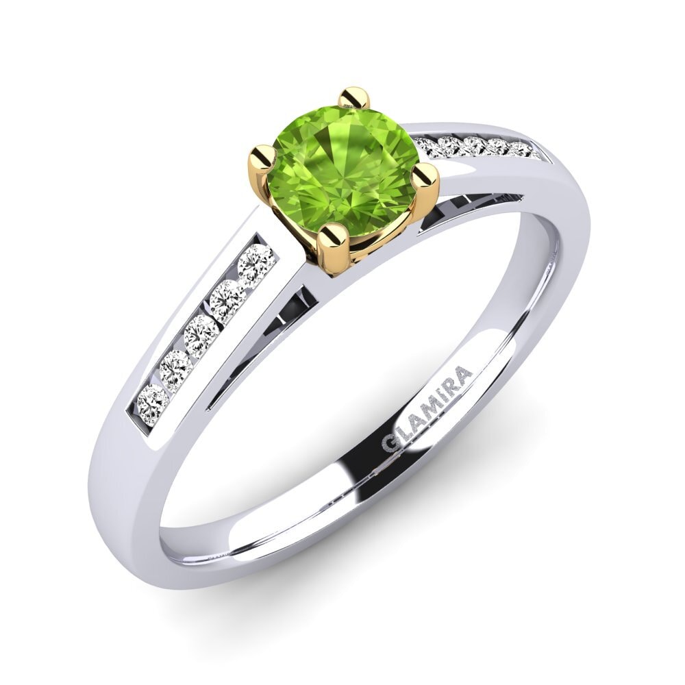 14ct White / Yellow Gold Peridot Engagement Ring Penelope 0.5 crt