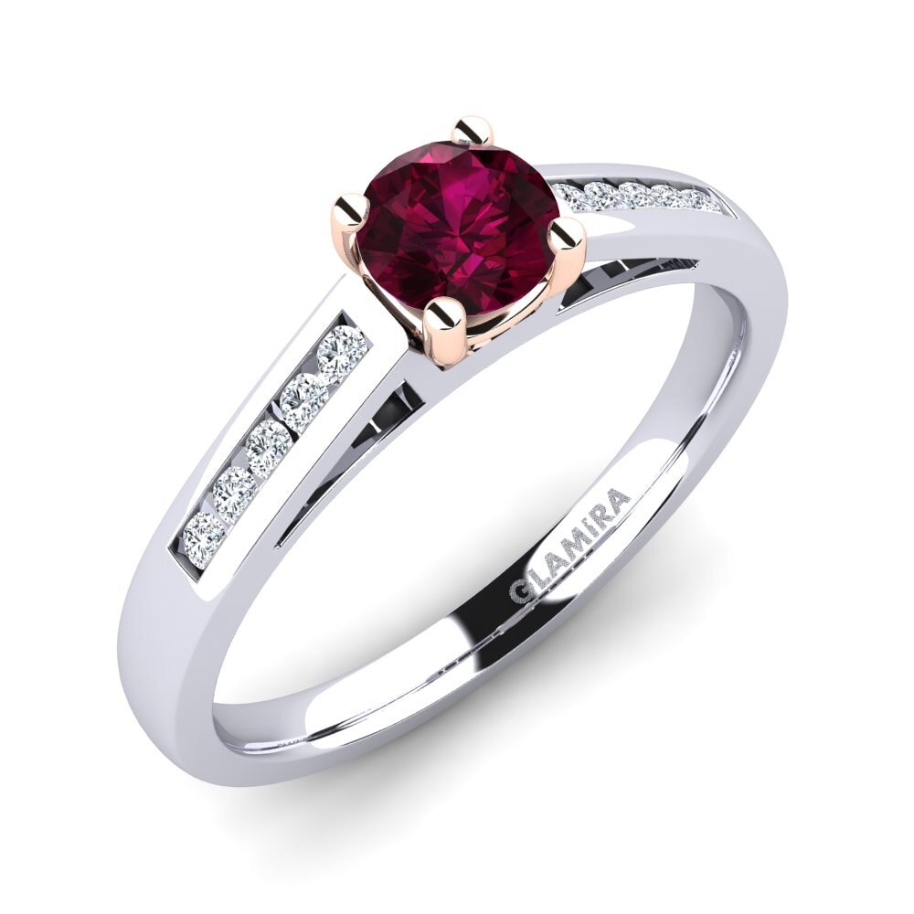 18ct White & Rose Gold Rhodolite Garnet Engagement Ring Penelope 0.5 crt