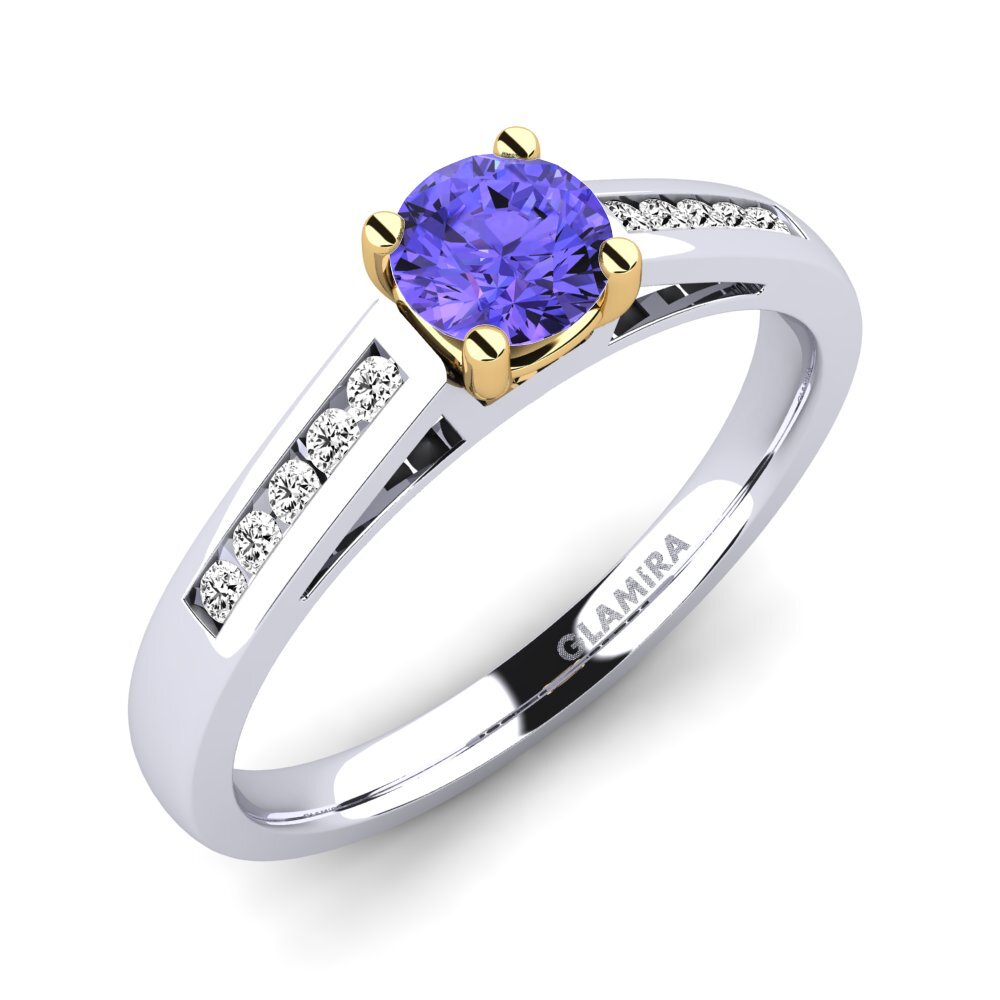 14ct White / Yellow Gold Tanzanite Engagement Ring Penelope 0.5 crt