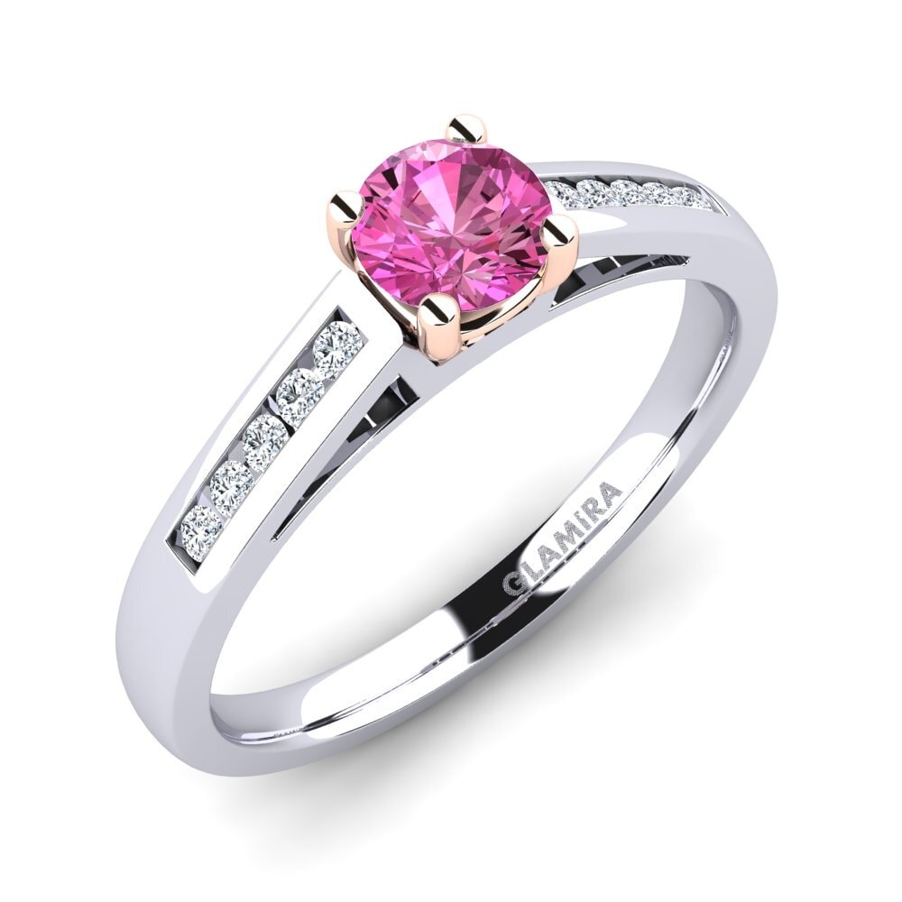 18ct White & Rose Gold Pink Topaz Engagement Ring Penelope 0.5 crt
