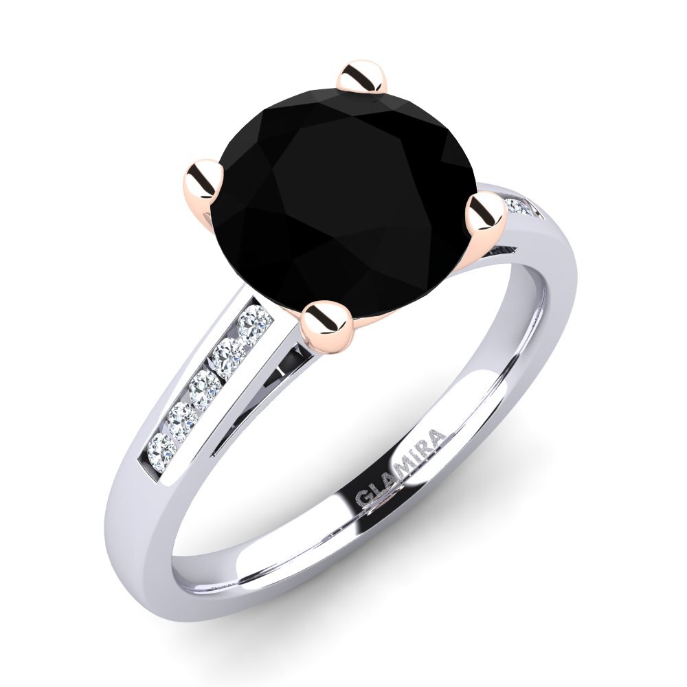 9ct White & Rose Gold Black Onyx Engagement Ring Penelope 3.0 crt