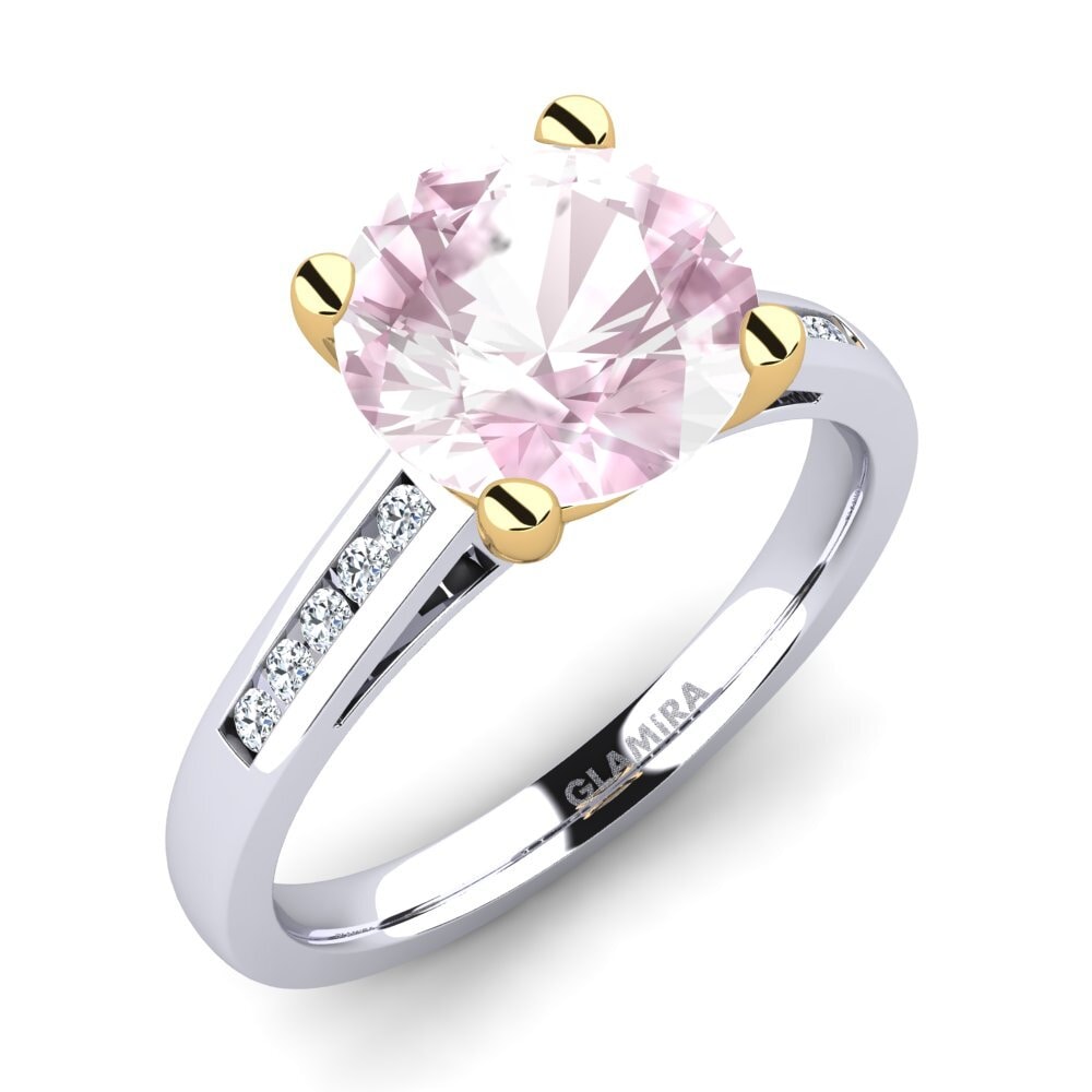 14ct White & Yellow Gold Kunzite Engagement Ring Penelope 3.0 crt