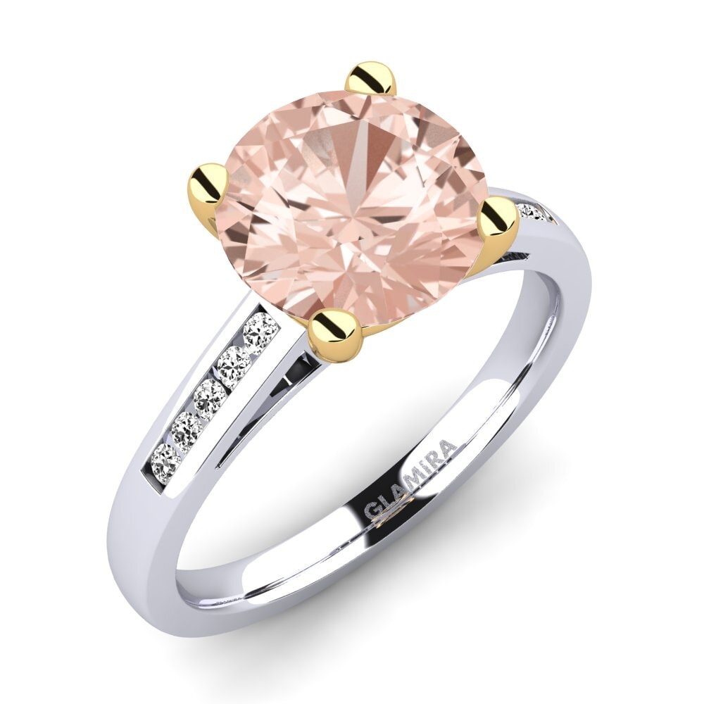 14ct White / Yellow Gold Morganite Engagement Ring Penelope 3.0 crt