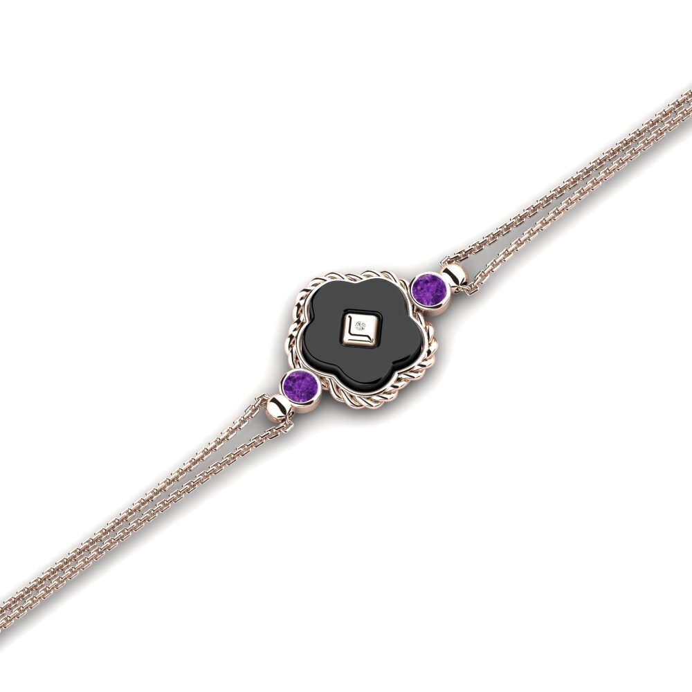 14k Oro Rosa Amatista Pulsera de Mujer Penhollow
