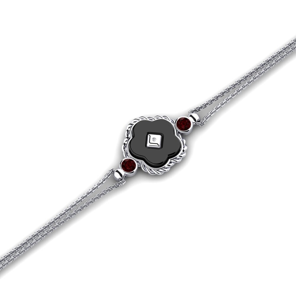14ct White Gold Garnet Women's Bracelet Penhollow