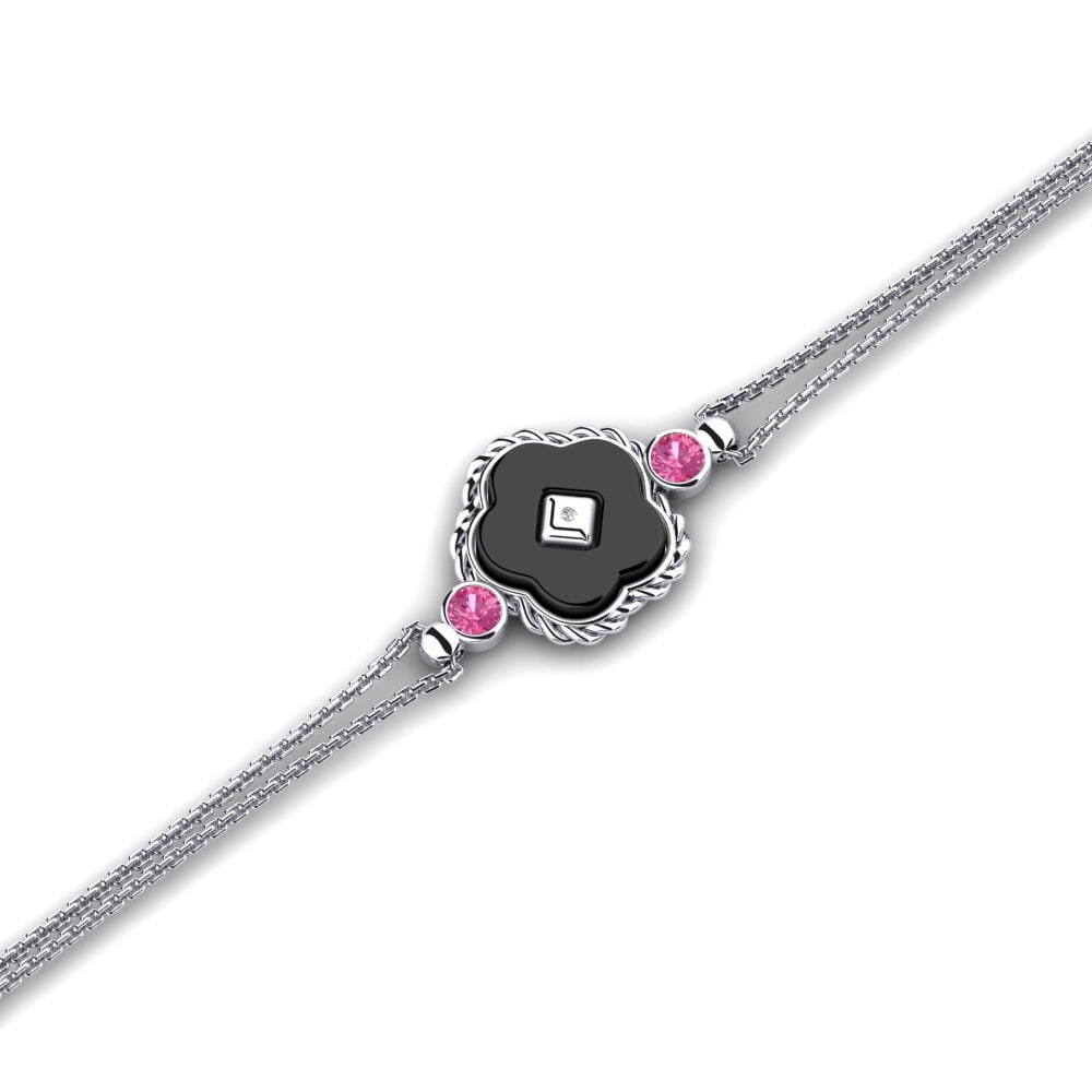 950 Platinum Pink Tourmaline Women's Bracelet Penhollow