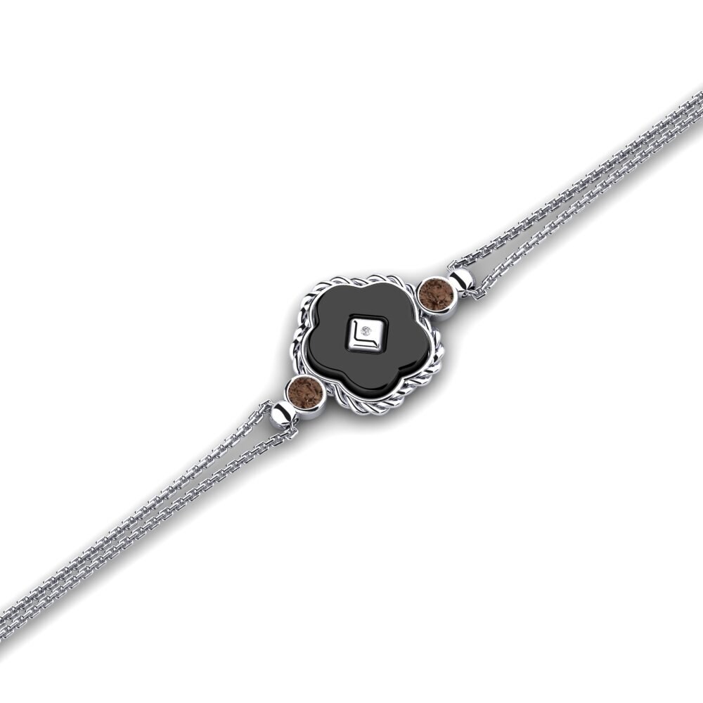 White Silver Smoky Quartz Women's Bracelet Penhollow