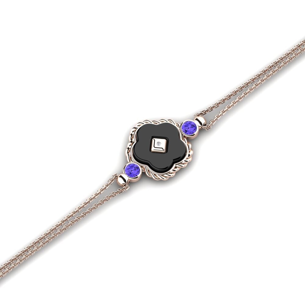 9ct Rose Gold Tanzanite Women's Bracelet Penhollow