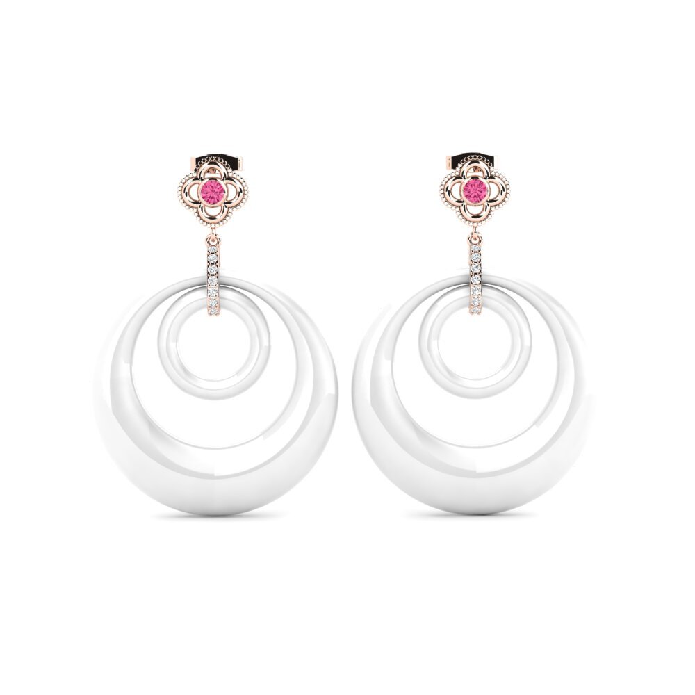 Round Pink Tourmaline Women's Earring Penner