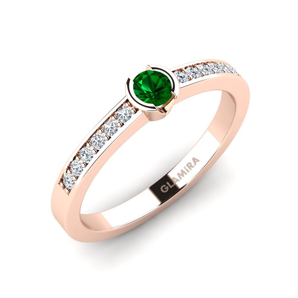 14ct Rose Gold Green Zirconia Engagement Ring Penthe