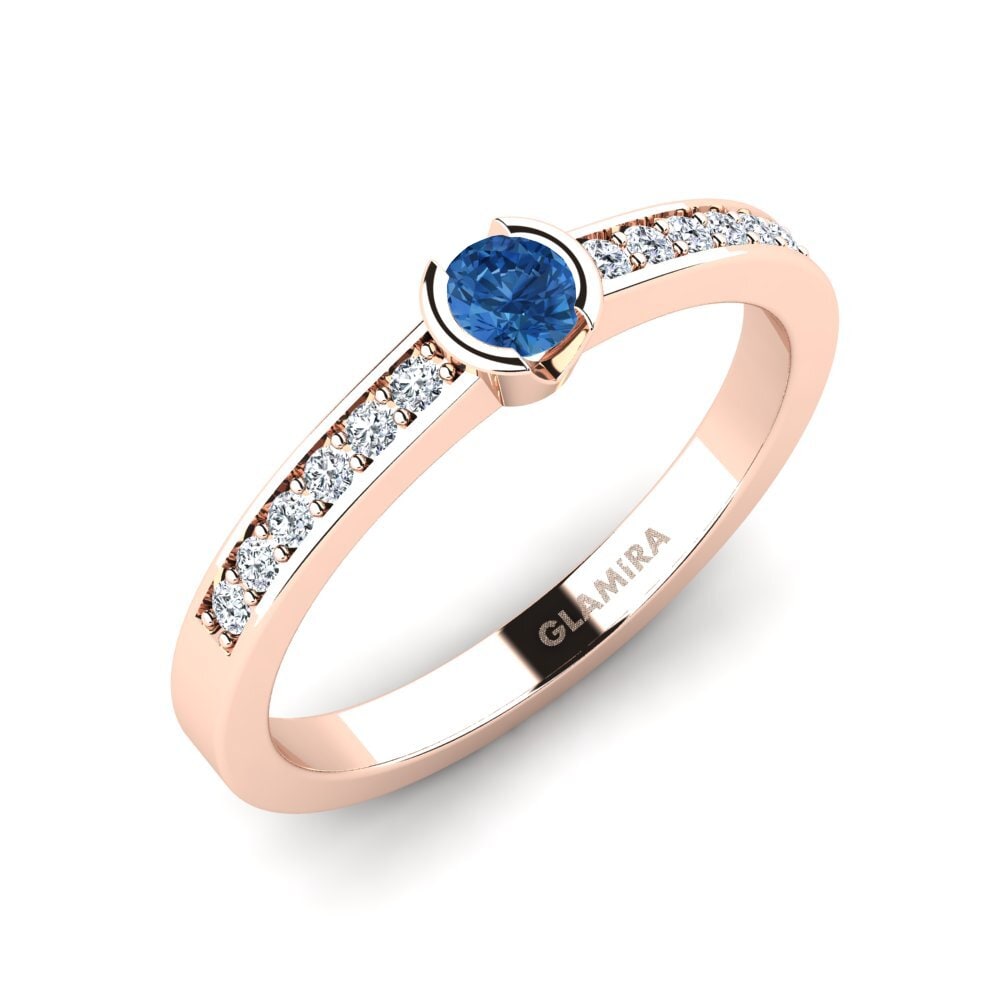 14ct Rose Gold Dark Blue Zirconia Engagement Ring Penthe