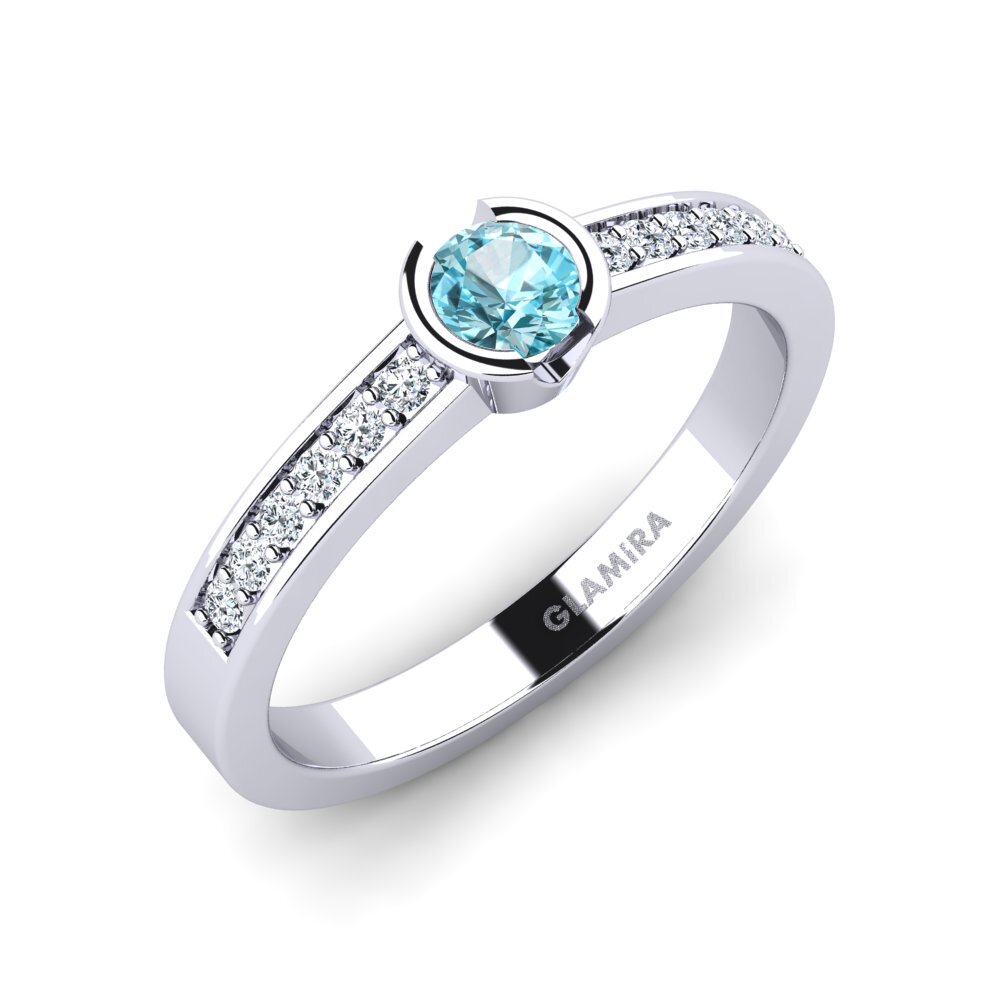 Blue Zircon Engagement Ring Penthe 0.25 crt
