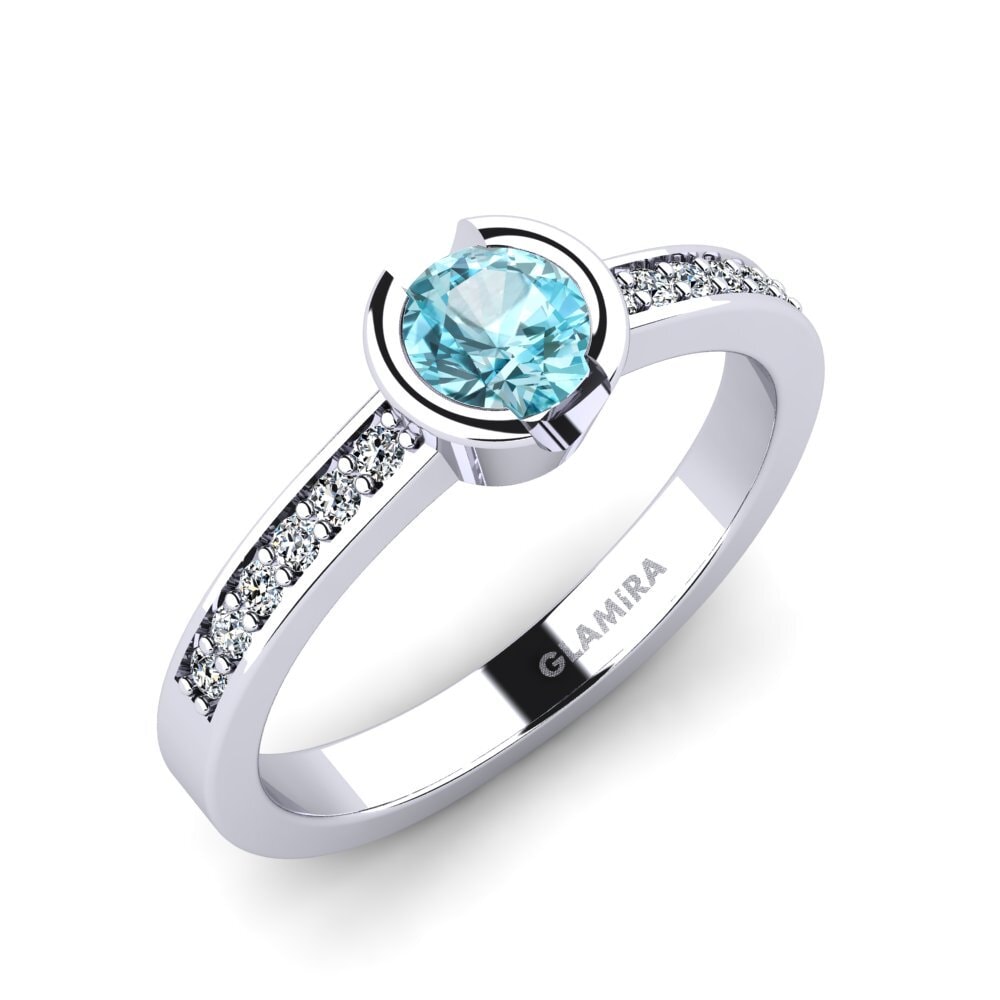 Blue Zircon Engagement Ring Penthe 0.5 crt