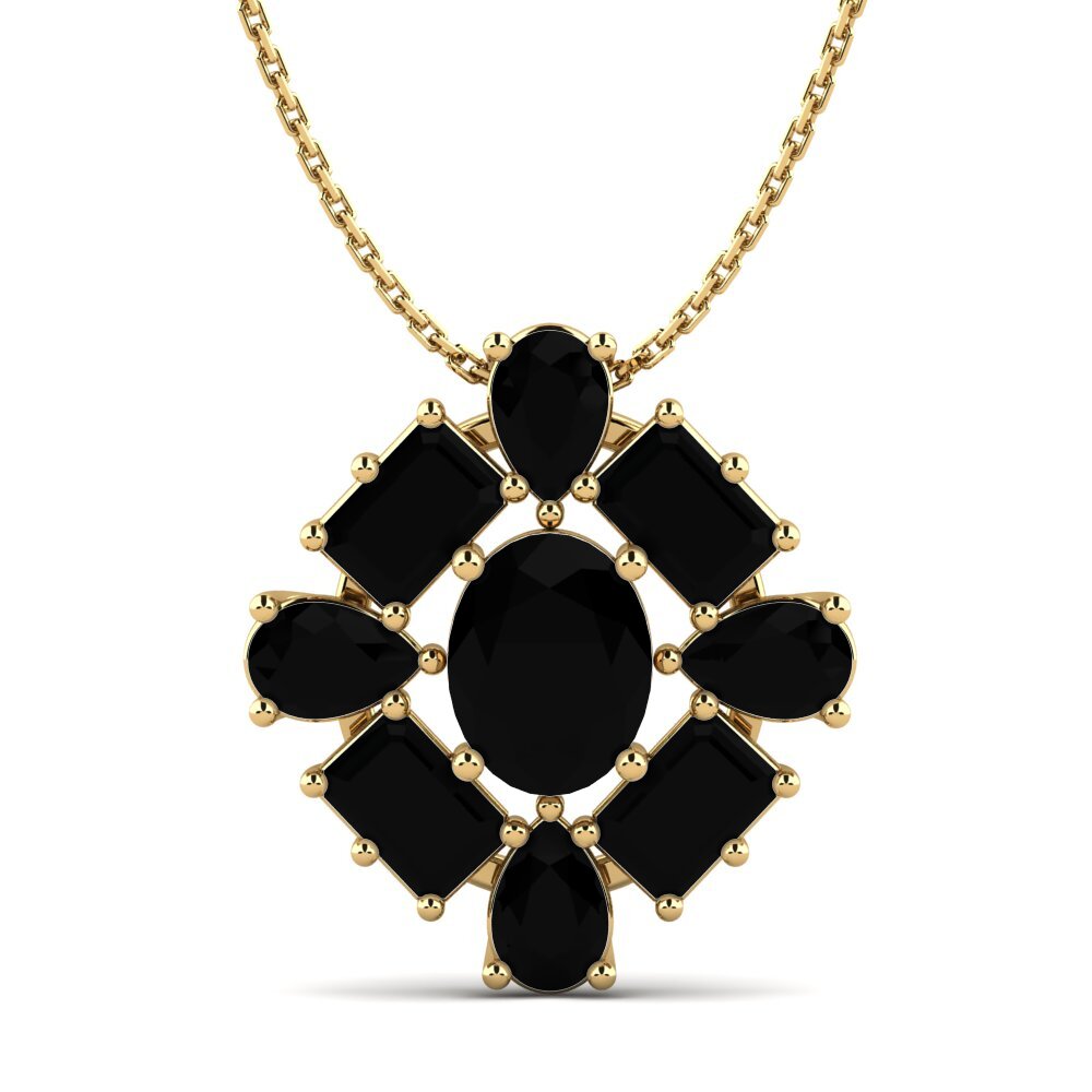 Safira negra Pingente Feminino Peonia