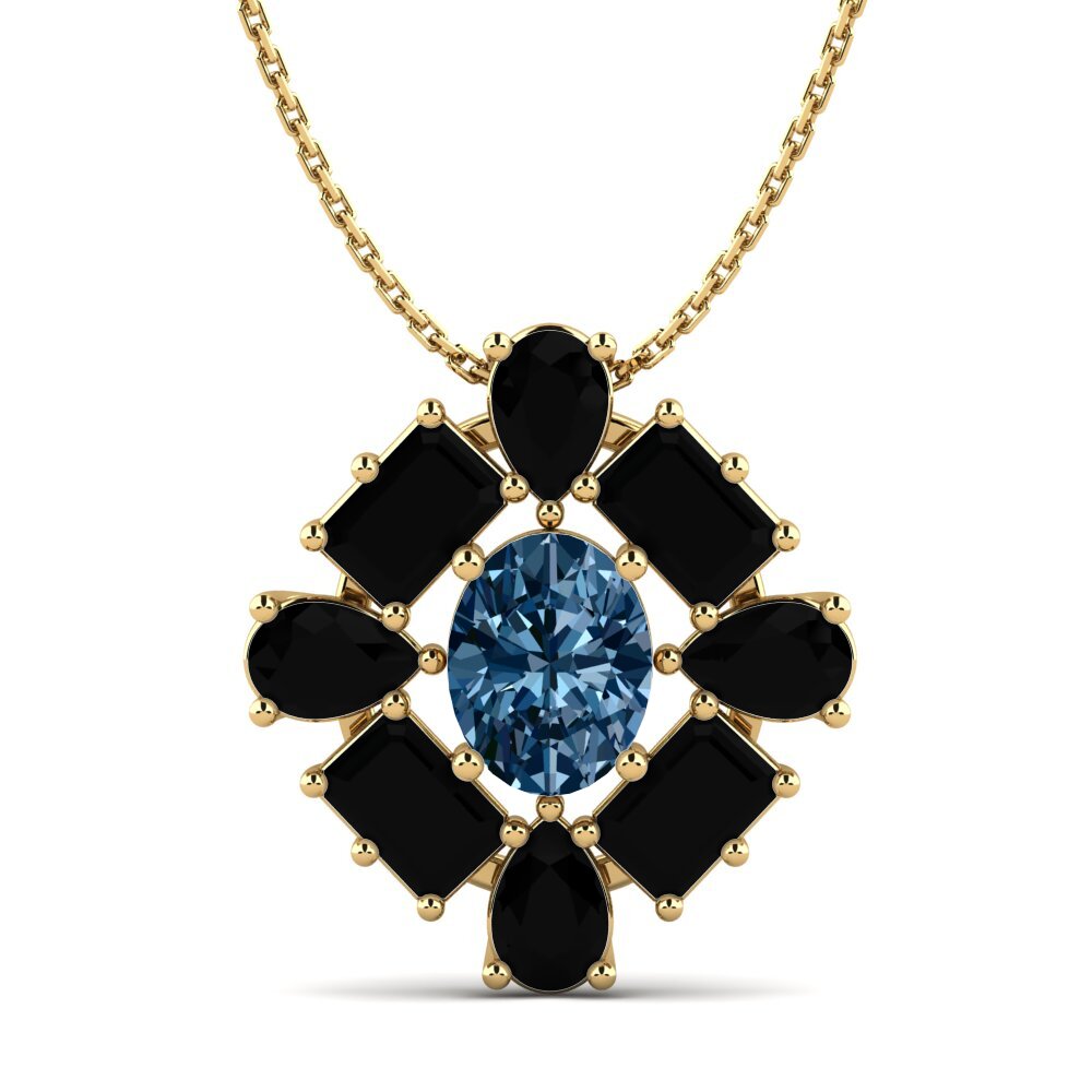 Diamante Azul Pingente Feminino Peonia