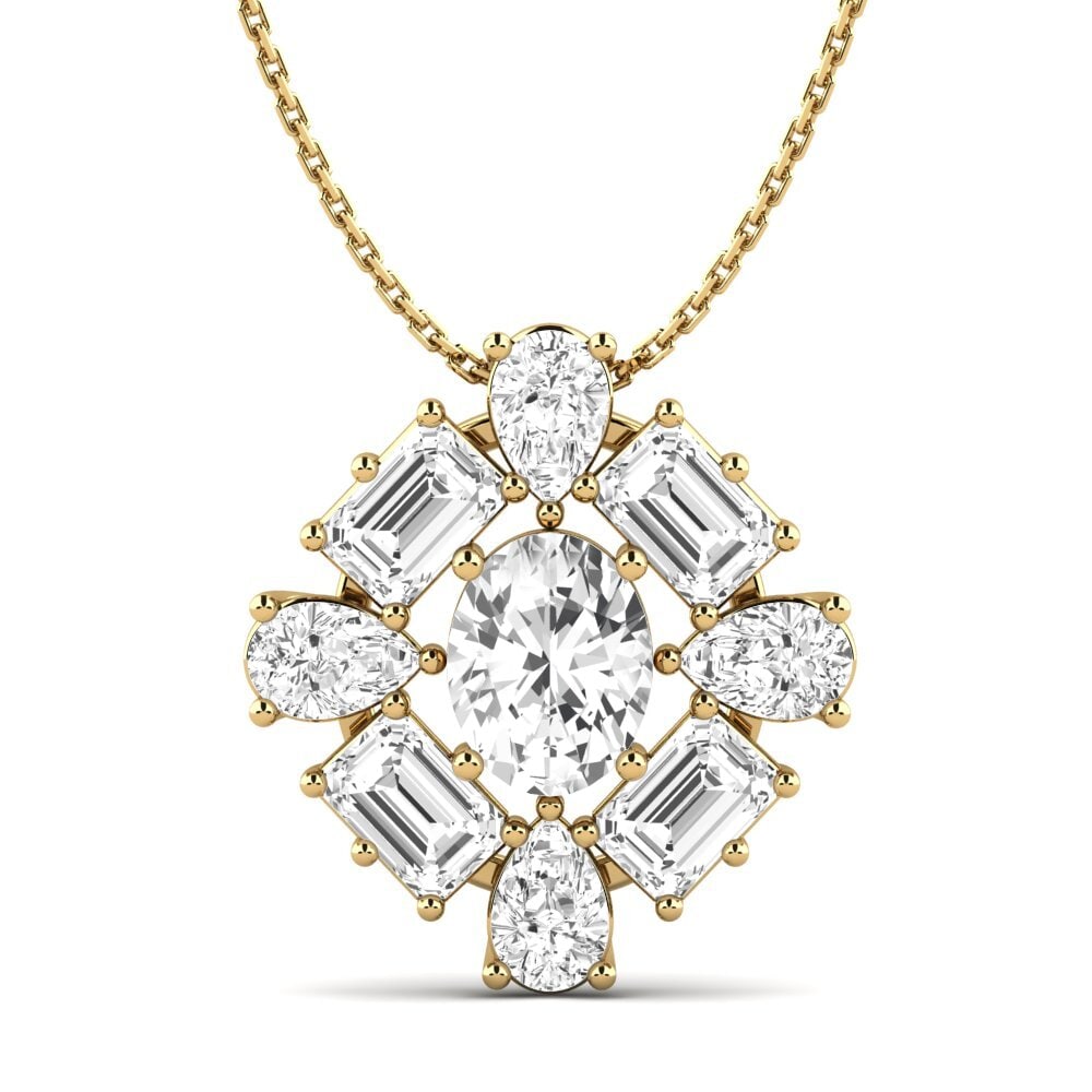 diamante-safira Pingente Feminino Peonia