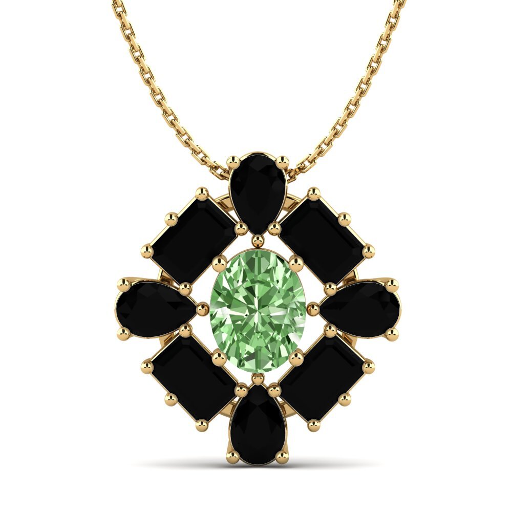Diamante Verde Pingente Feminino Peonia