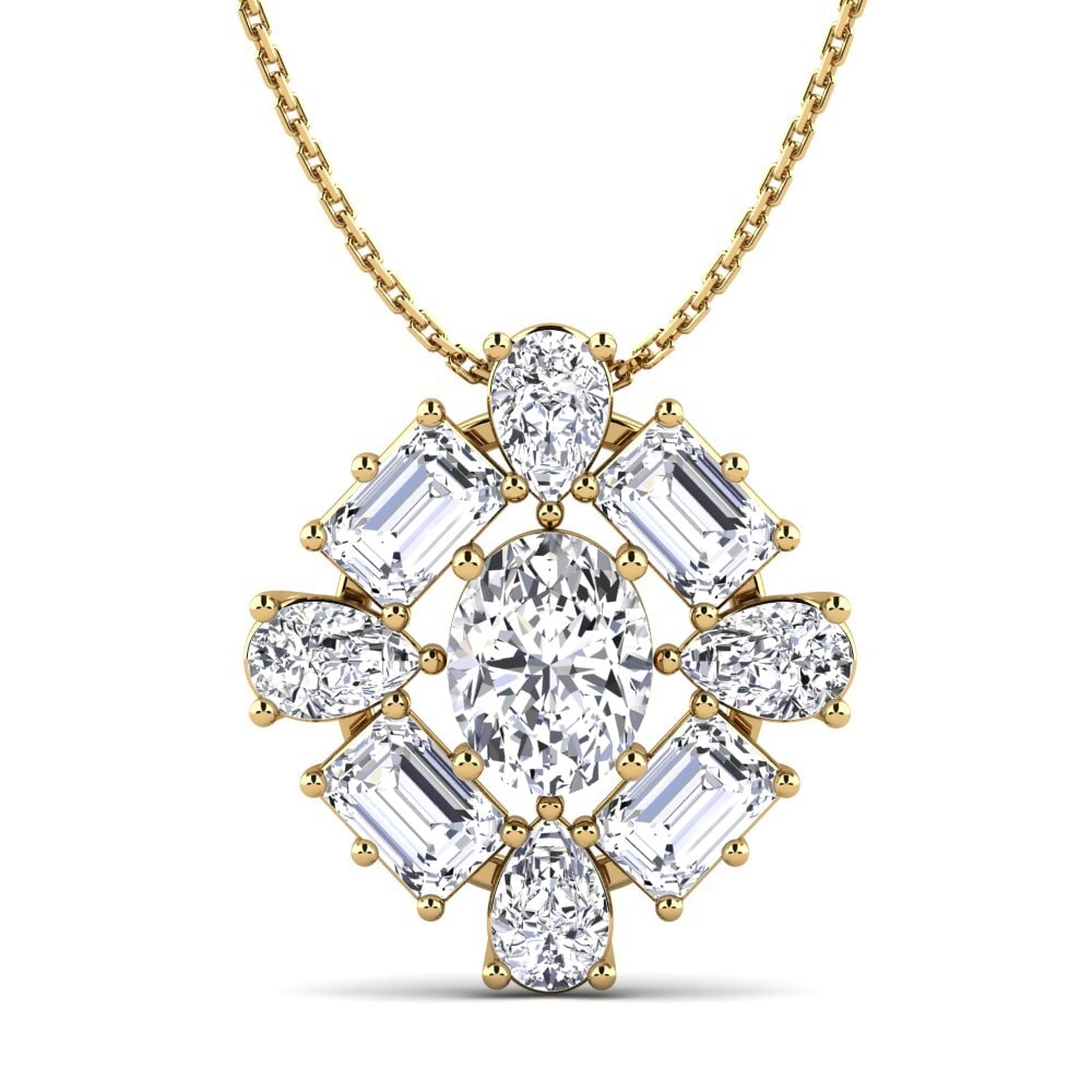 Diamante Produzido em Laboratório Pingente Feminino Peonia