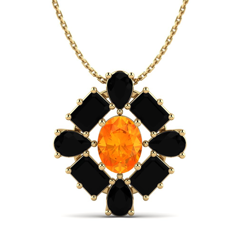 Safira Laranja Pingente Feminino Peonia