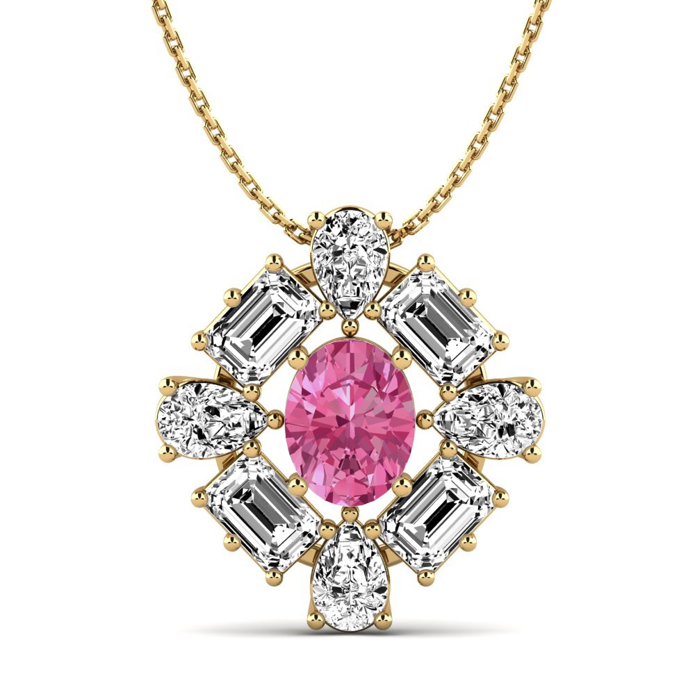 Turmalina Rosa Pingente Feminino Peonia