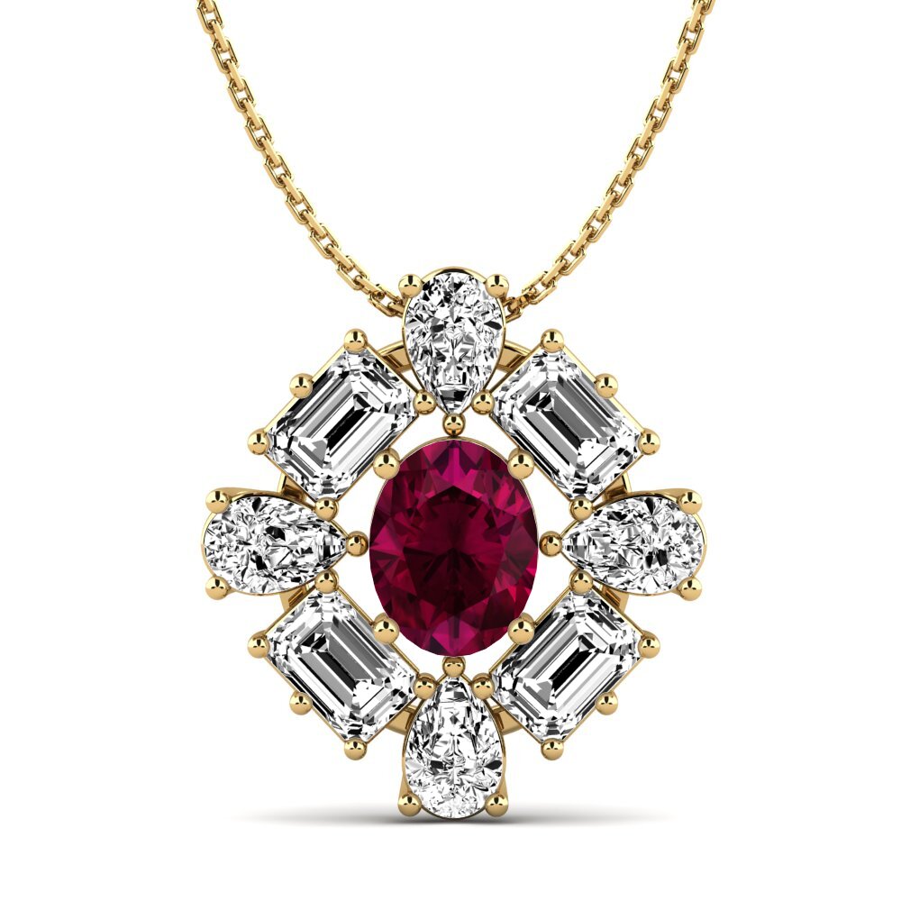 Granada de Rhodolite Pingente Feminino Peonia