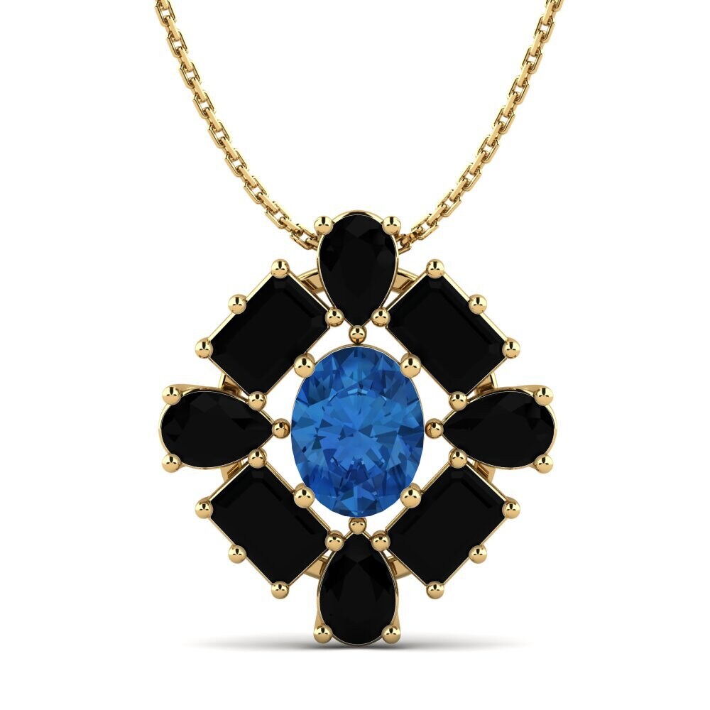 Zircônia azul escuro Pingente Feminino Peonia
