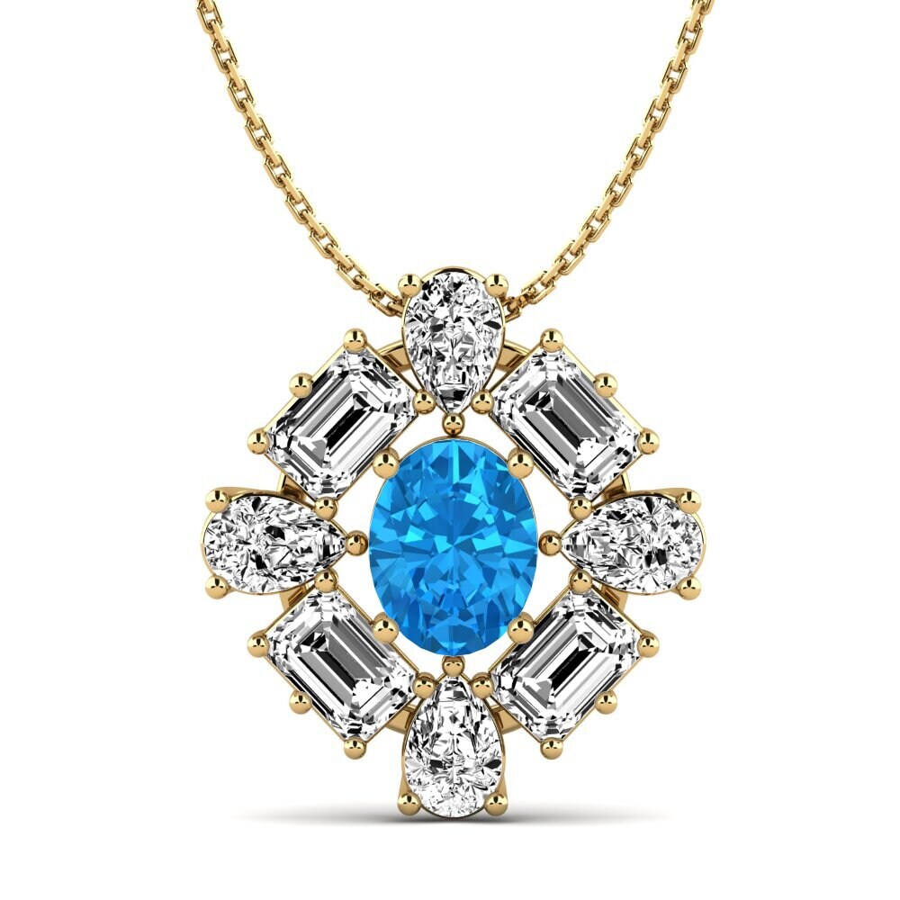 Azul Topázio Pingente Feminino Peonia