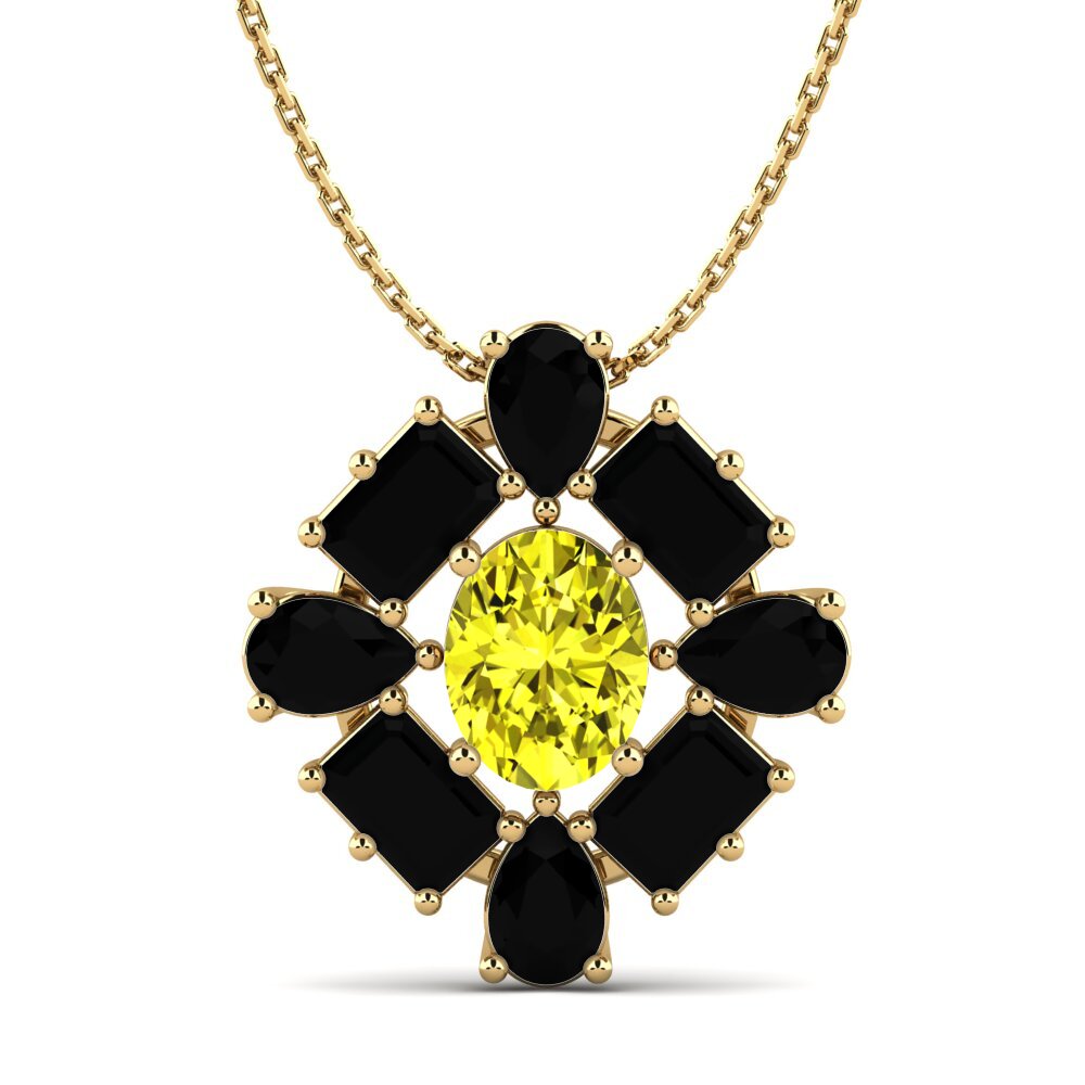 Diamante Amarelo Pingente Feminino Peonia