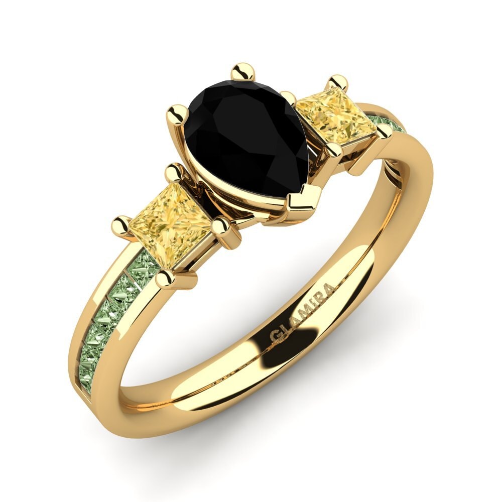 18k Oro Amarillo Anillo de compromiso Perenna