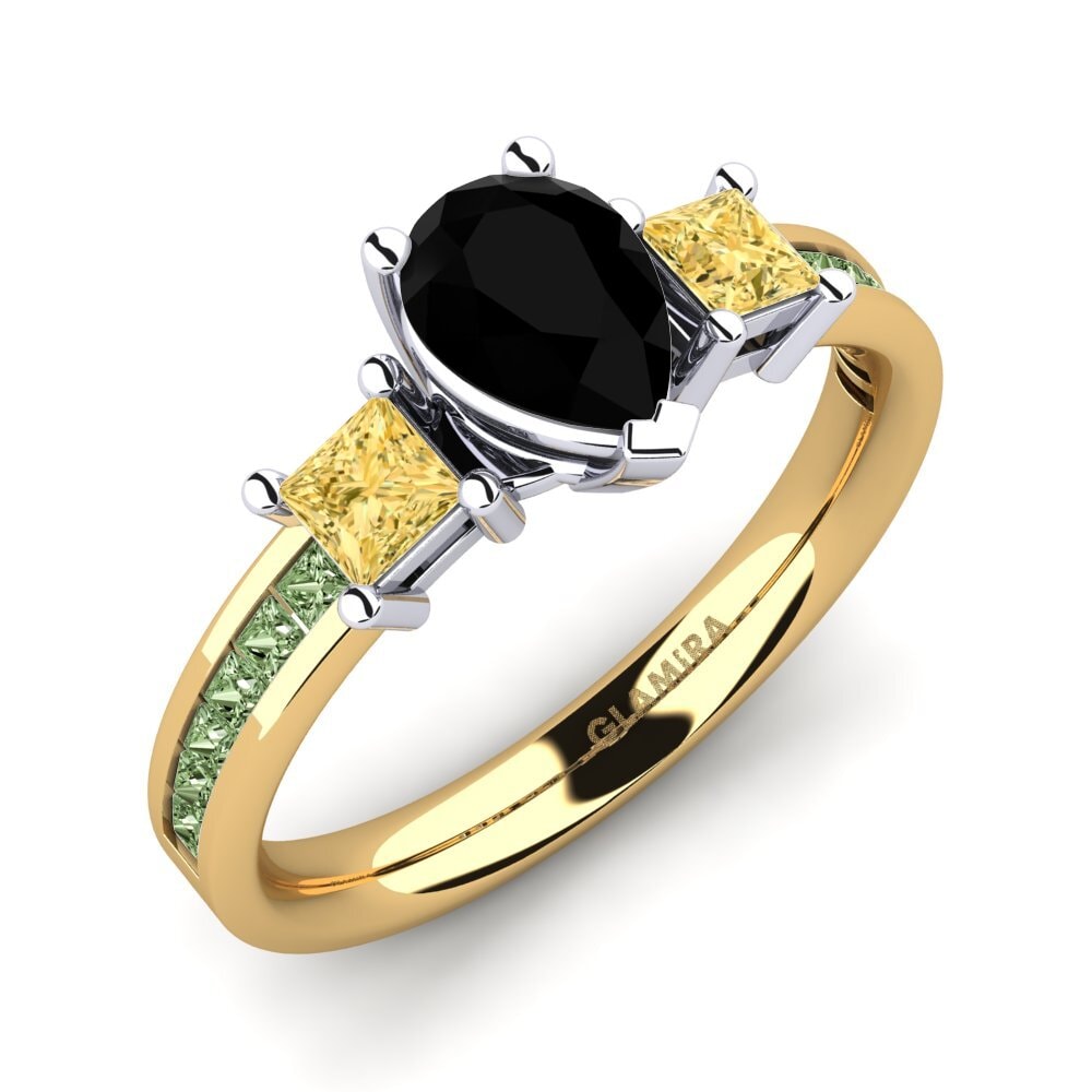 18k Oro Amarillo & Blanco Anillo de compromiso Perenna