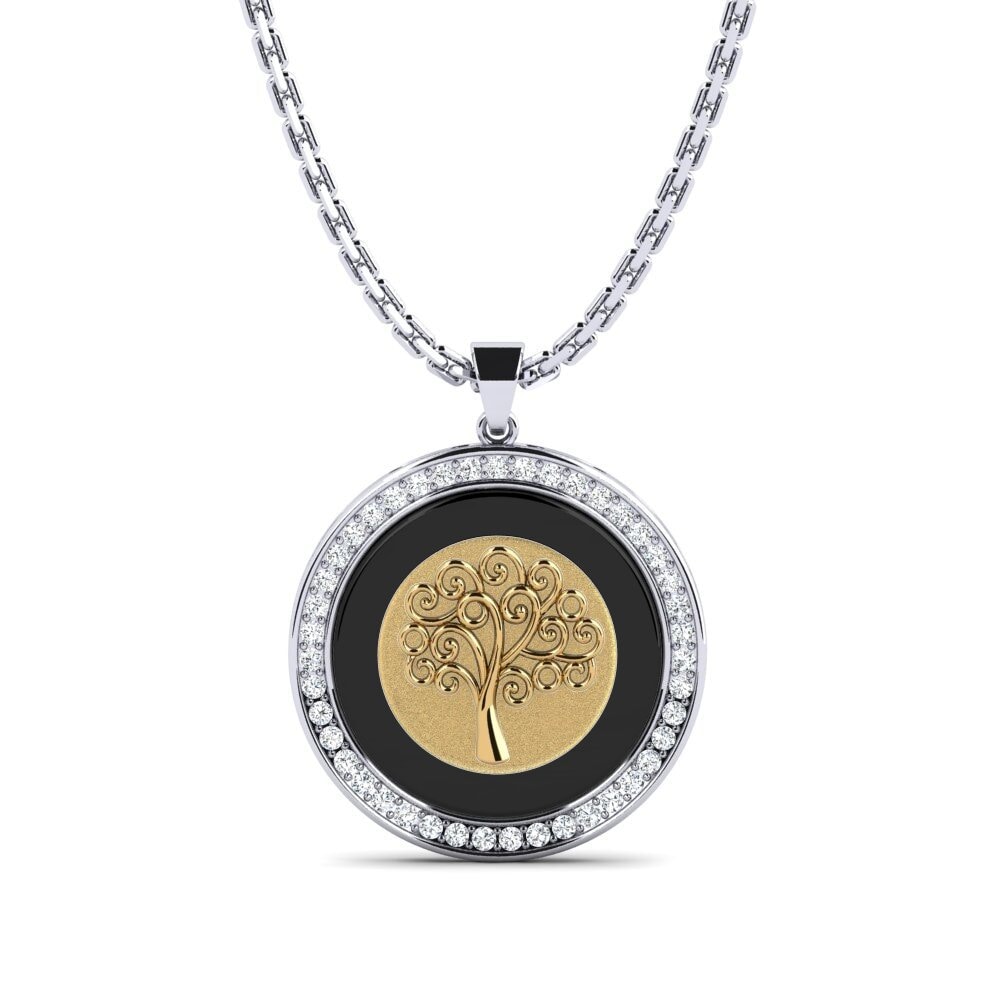 14ct White & Yellow Gold Zirconia Women's Pendant Pergande