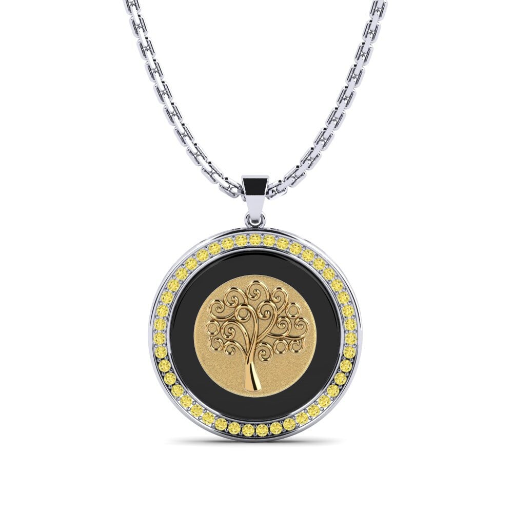 14ct White & Yellow Gold Yellow Sapphire Women's Pendant Pergande