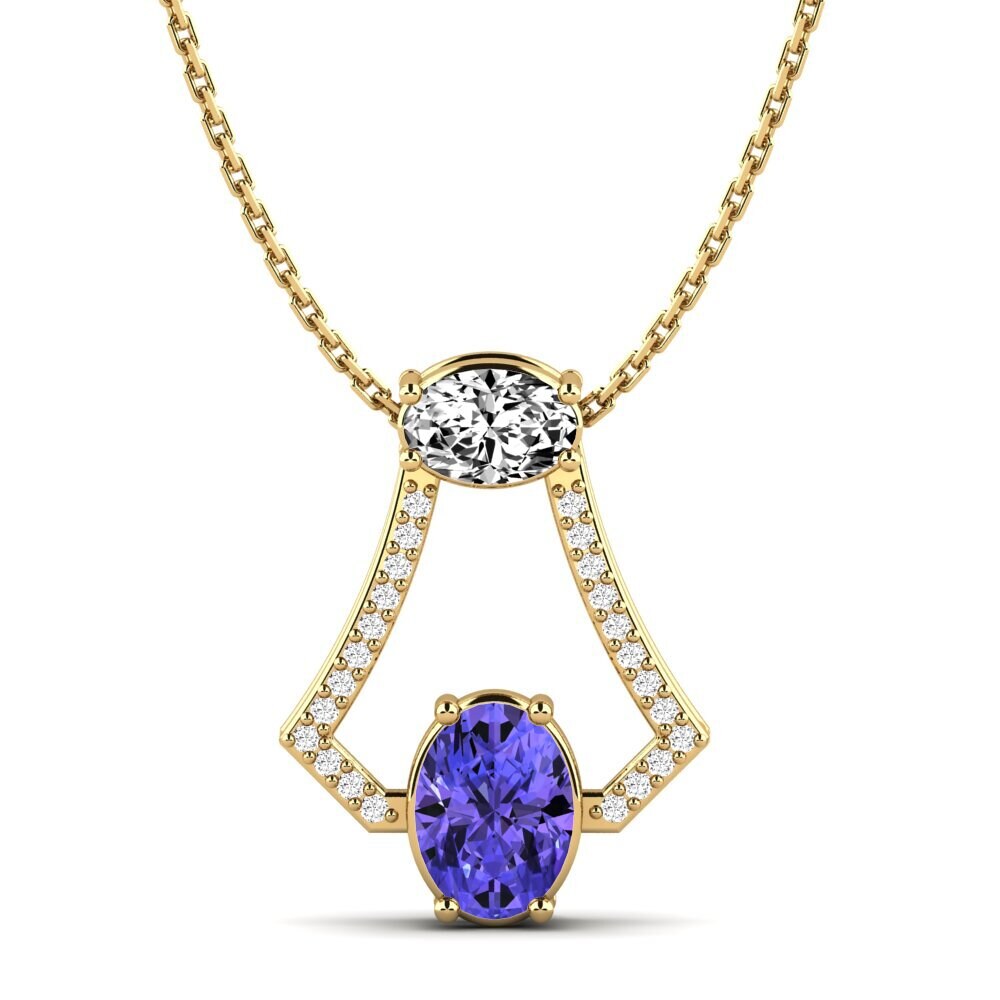Gelbgold 585 Tansanit Damen anhänger Perla