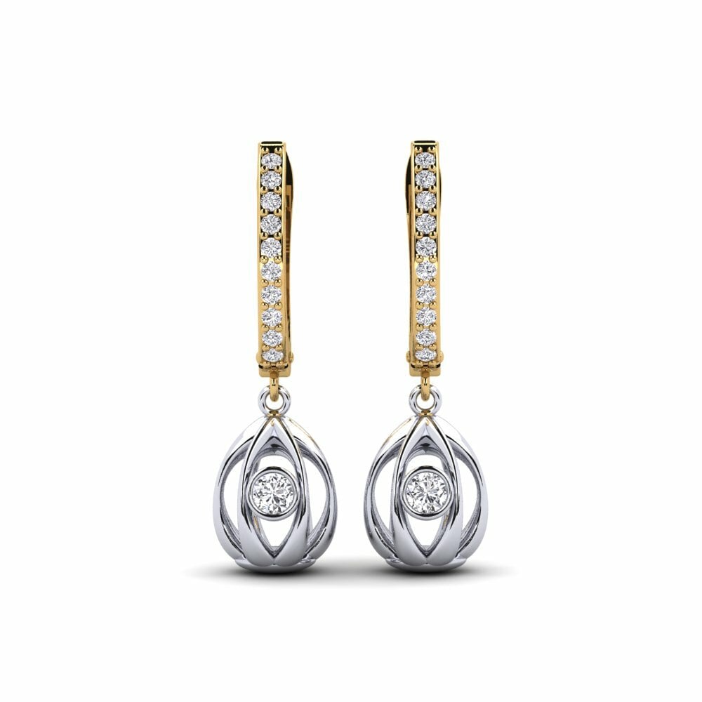 14k Oro Amarillo & Blanco Pendiente de mujer Perling