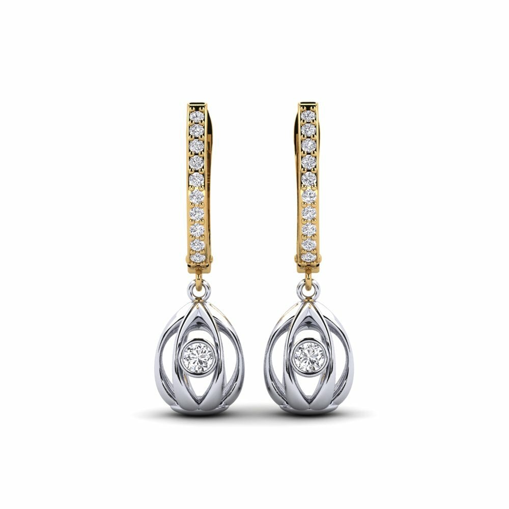 Yellow white gold Earring Perling