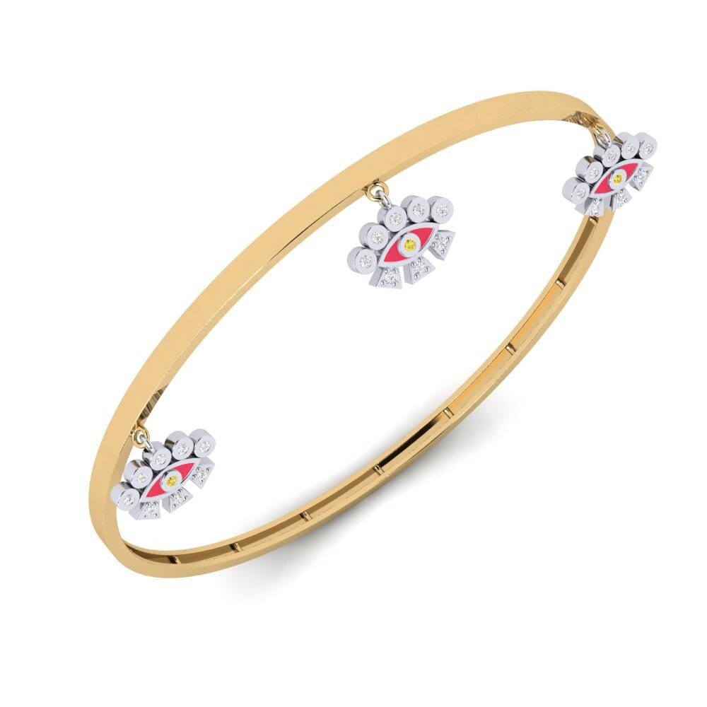 14ct Yellow / White Gold Yellow Sapphire Women's Bangle Permagon