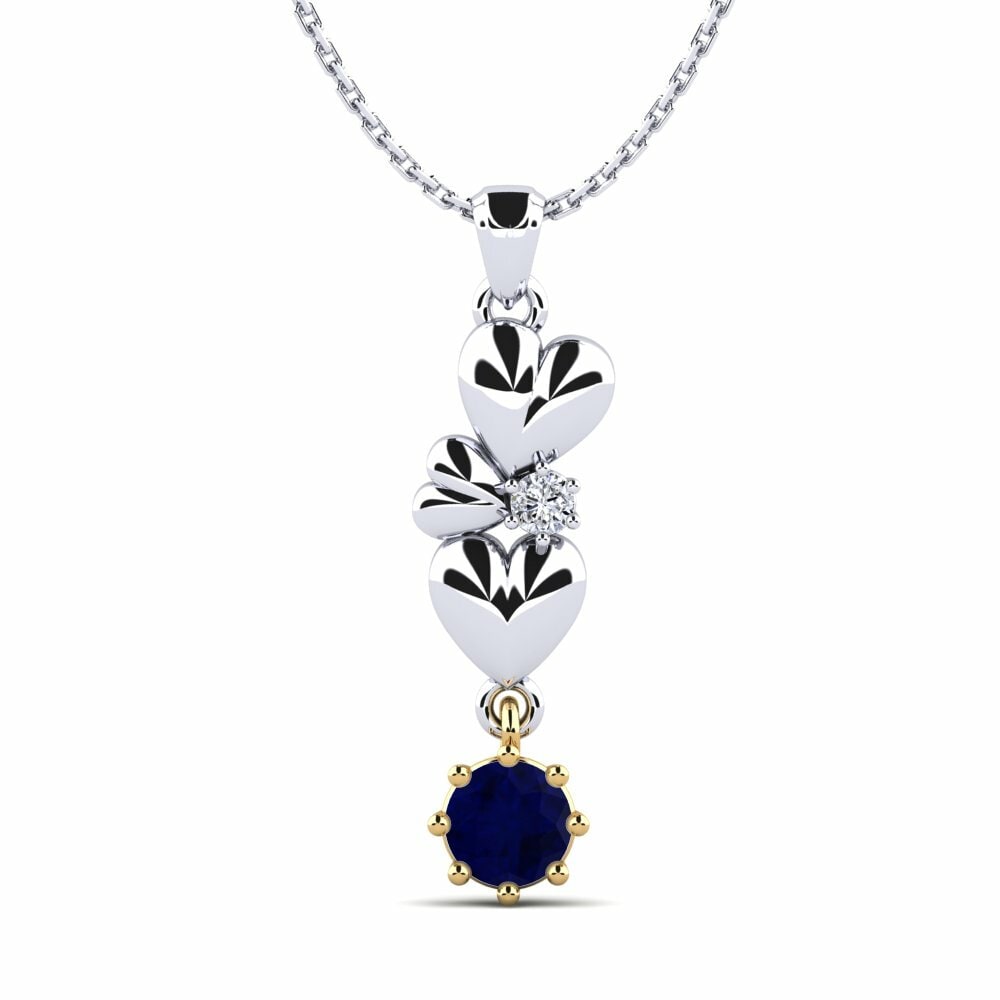 Vàng Trắng-Vàng 9K Đá Sapphire Mặt dây chuyền nữ Permelia