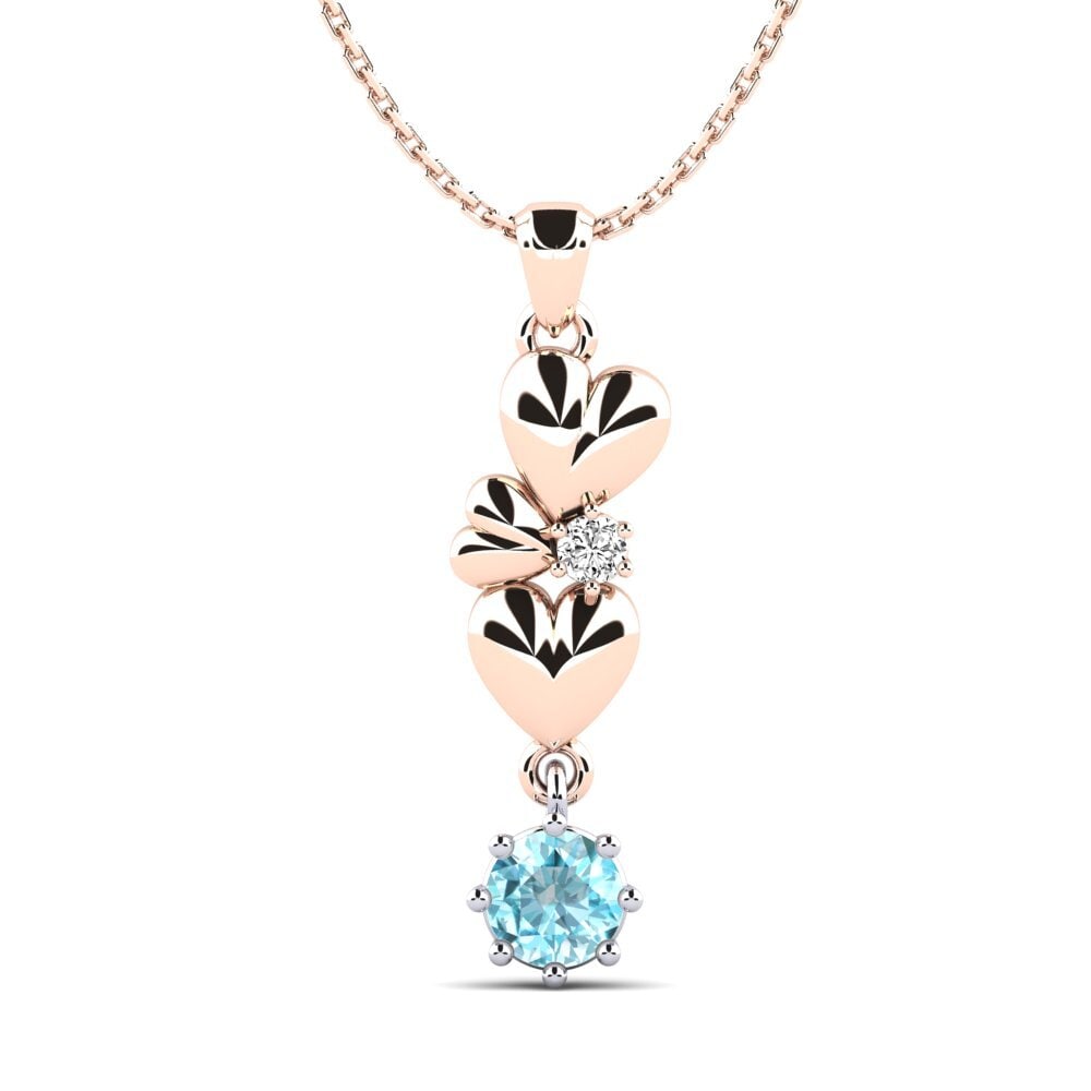 14ct Rose / White Gold Blue Zircon Women's Pendant Permelia