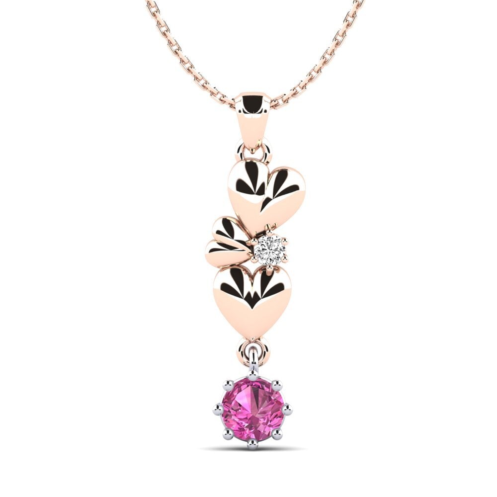 14k Oro Rosa & Blanco Topacio Rosa Colgante de Mujer Permelia