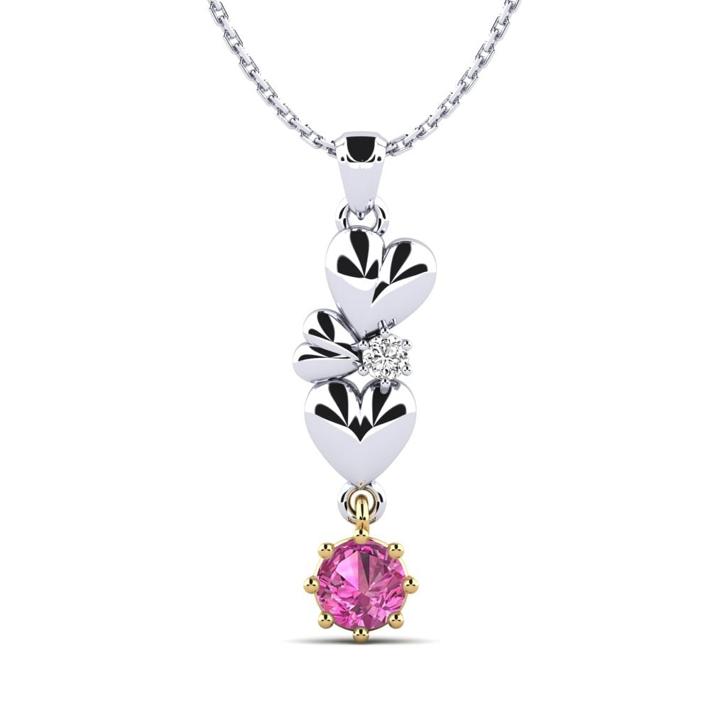 14k Oro Blanco & Amarillo Topacio Rosa Colgante de Mujer Permelia
