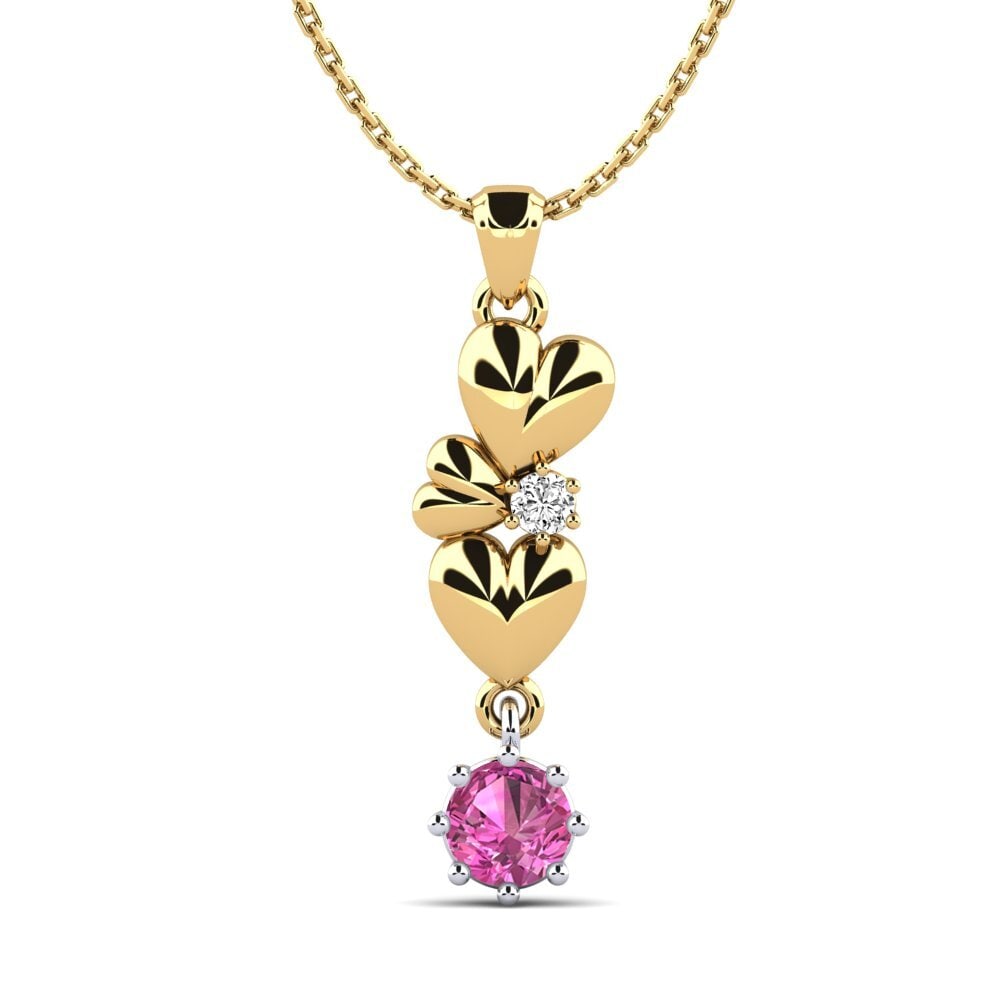 9k Oro Amarillo & Blanco Topacio Rosa Colgante de Mujer Permelia